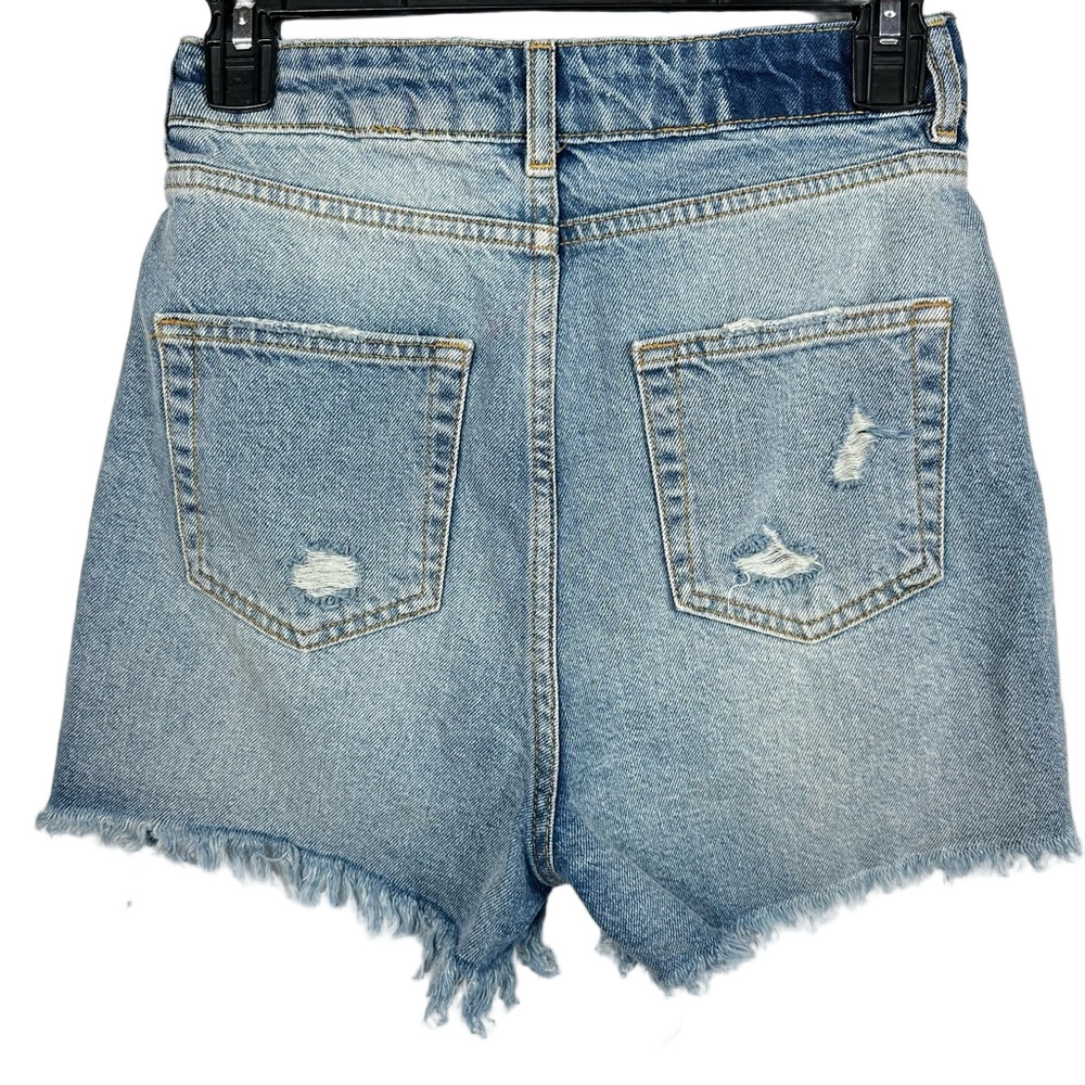 Zara Light Blue High Rise Ripped Jean Shorts Size 2 - Picture 8 of 8